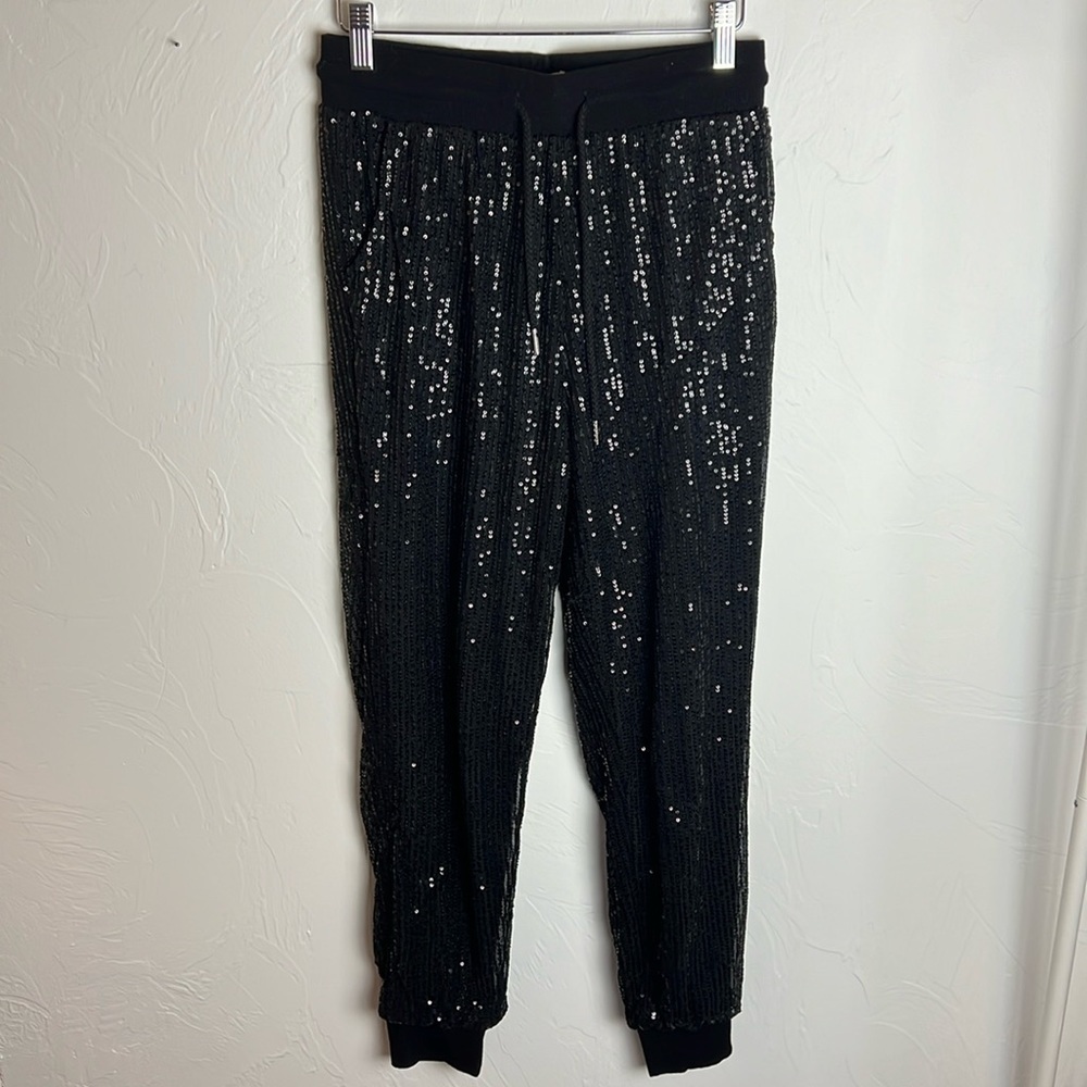 Black Sequin Joggers